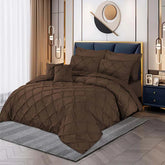 3 Pcs Pintuck Duvet Set -  Brown